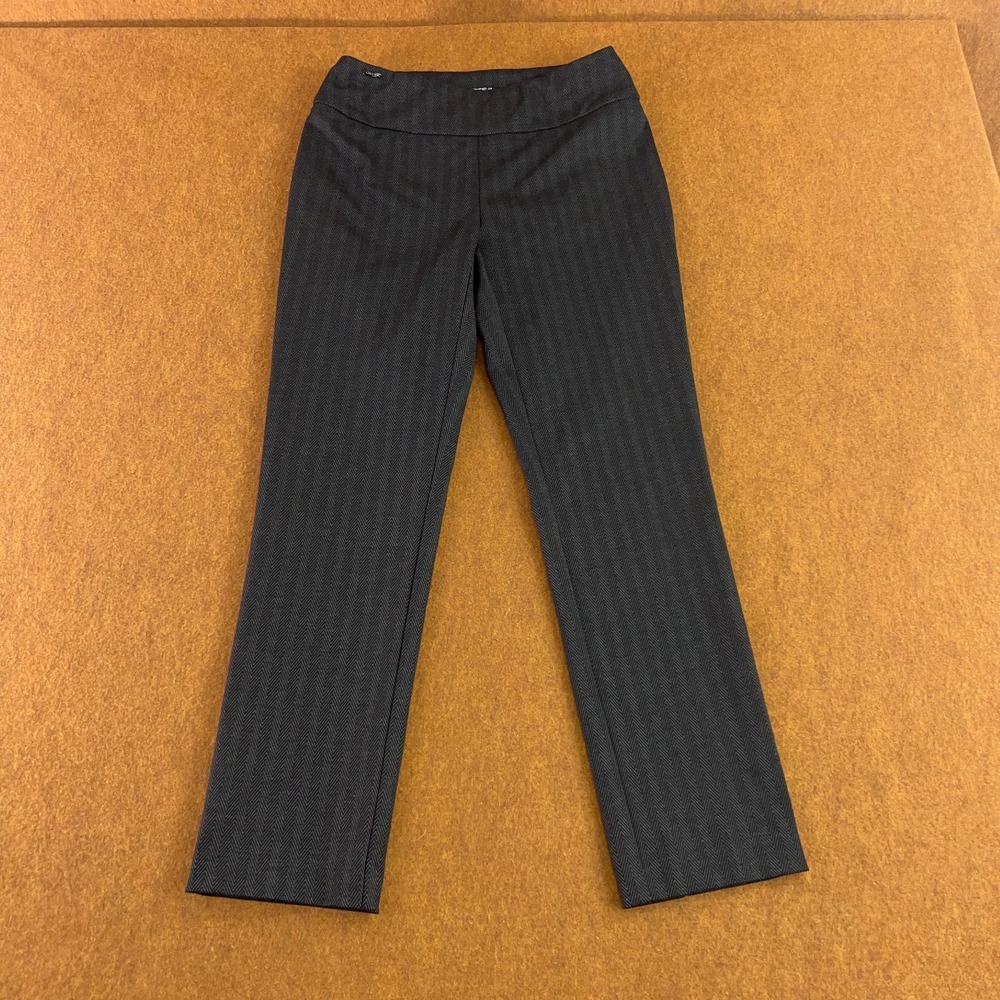 Lisette-L Montreal Womens 4 Gray Chevron Straight Leg Pull On Ankle Pants NWOT